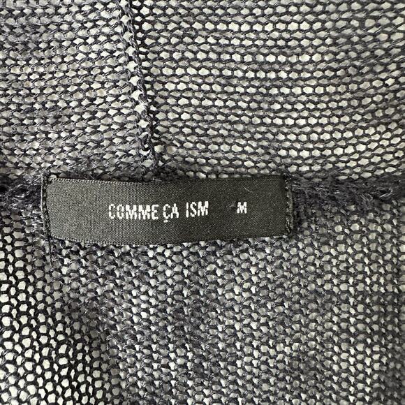 Comme Ca Ism Cardigan Sweater Womens Medium Blue Linen Open Knit Beachy - Picture 6 of 10